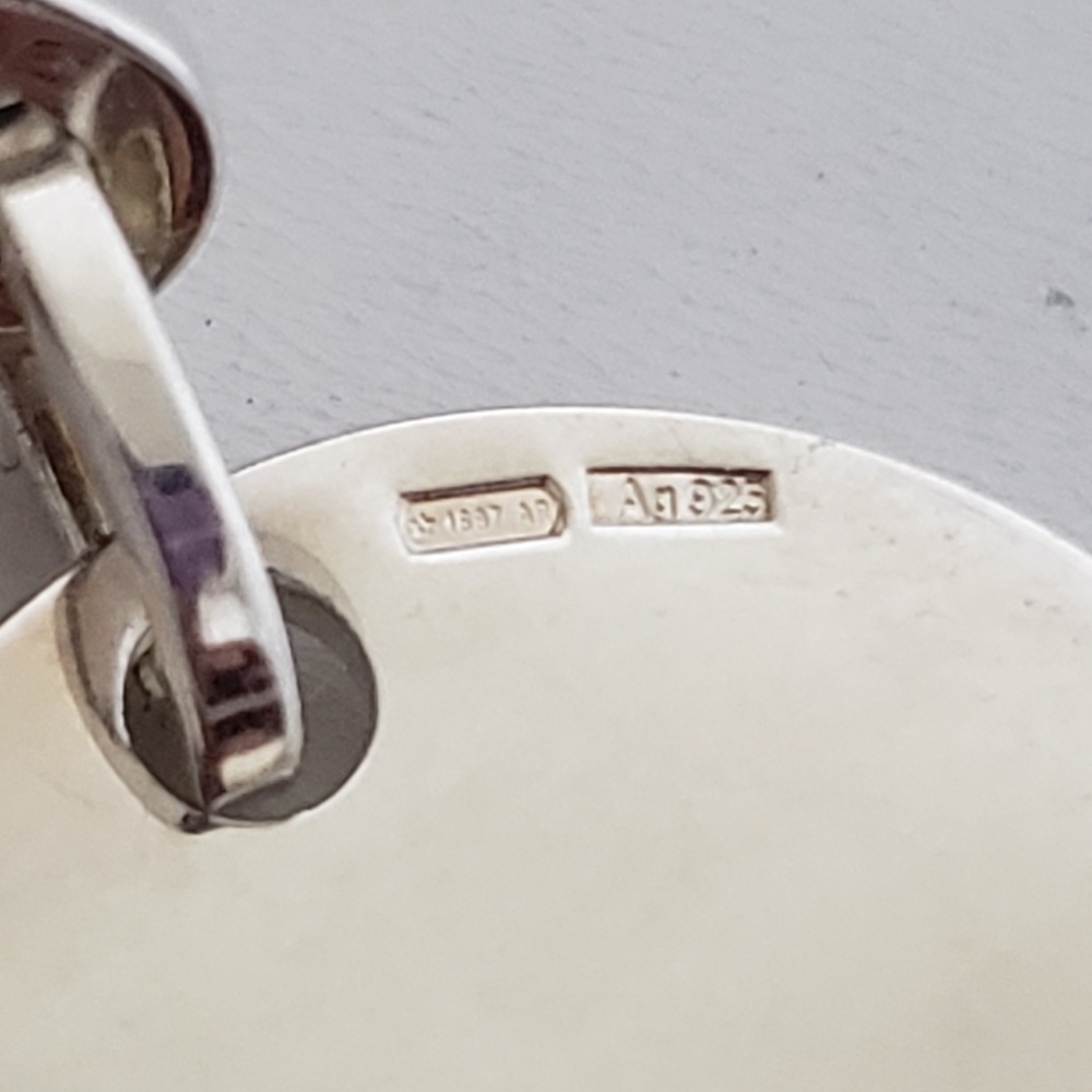 GUCCI Sterling Silver Trademark Round Charm Chain Link Bracelet 8" - Picture 9 of 11